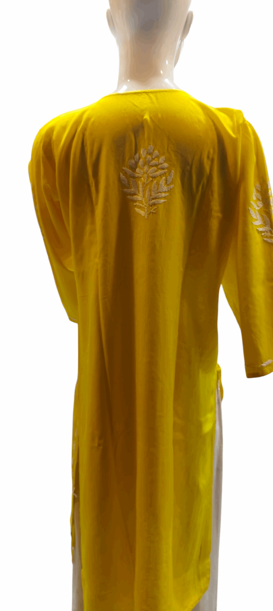 Yellow Rayon Chikankari Embroidered Kurta for Women