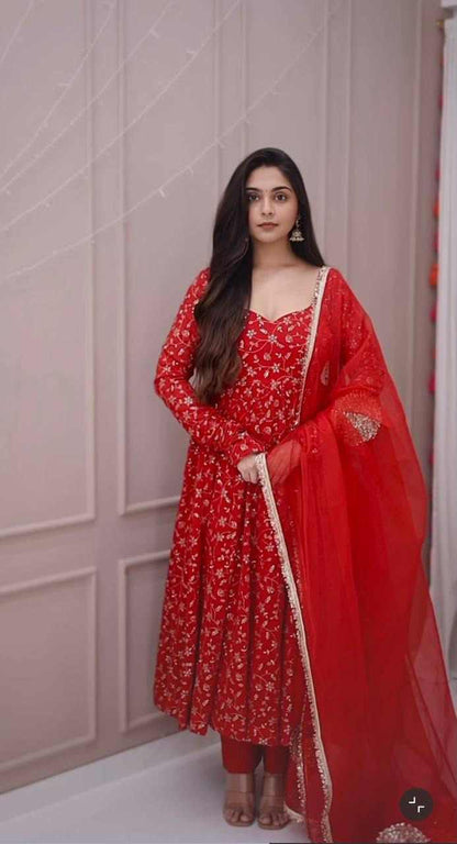 Designer Anarkali gown with heavy embroidery sequence work