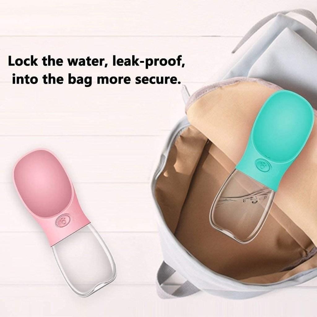 Pink and green water lock device with text on a white background
