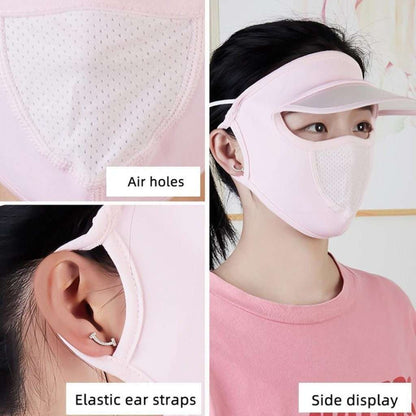 New Thin Summer Sunscreen Face Shield with Hat Brim and Ice Silk Material for Women