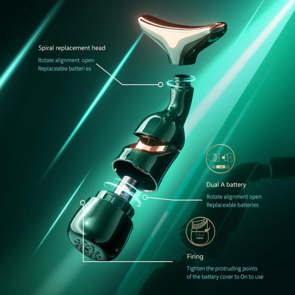 Spiral replacement head with dual A battery design on a green background