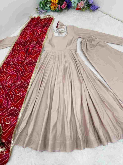 Heavy Roman Cotton Anarkali gown for women