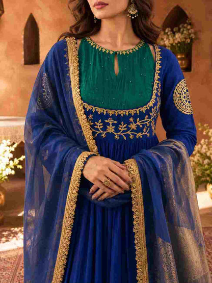 Mull Chanderi Anarkali suit with 5mm sequence work