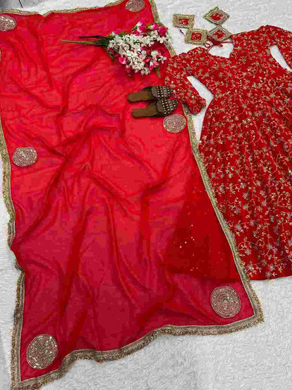 Party wear Anarkali gown with heavy sequence work
