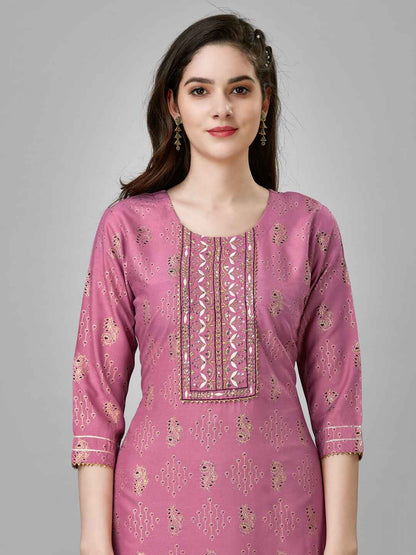 Fully Stiched Rayon Kurti Pant Set