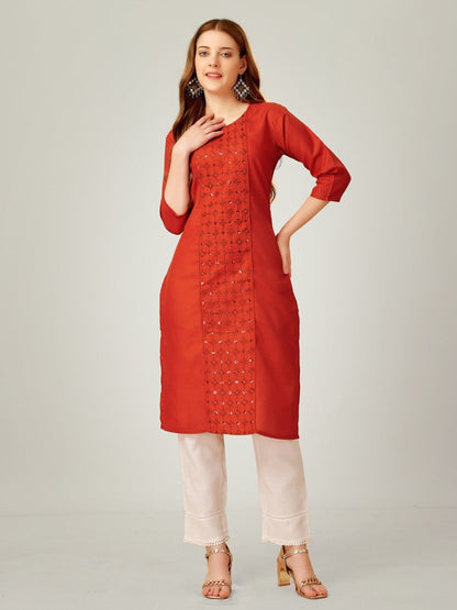 Fully Stiched Cotton Magic Slub Kurti Pant Set