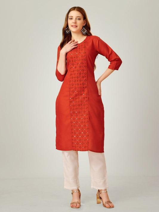 Fully Stiched Cotton Magic Slub Kurti Pant Set