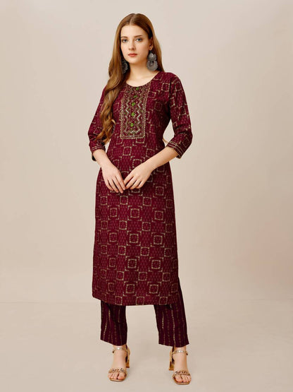 Fully Stiched Rayon Kurti Pant Set
