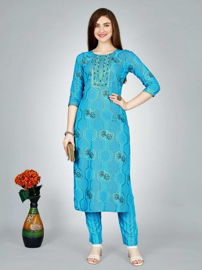 Fully Stiched Rayon Kurti Pant Set