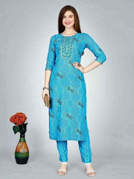 Fully Stiched Rayon Kurti Pant Set