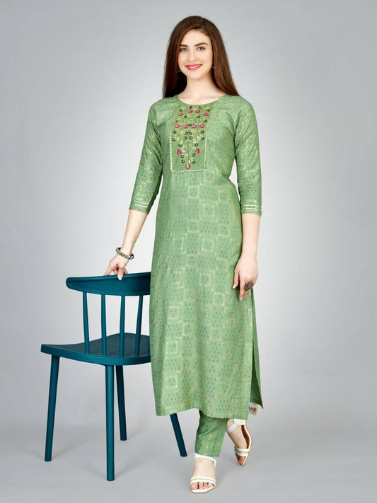 Fully Stiched Rayon Kurti Pant Set
