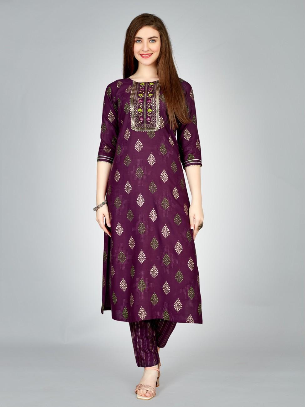 Fully Stiched Rayon Kurti Pant Set