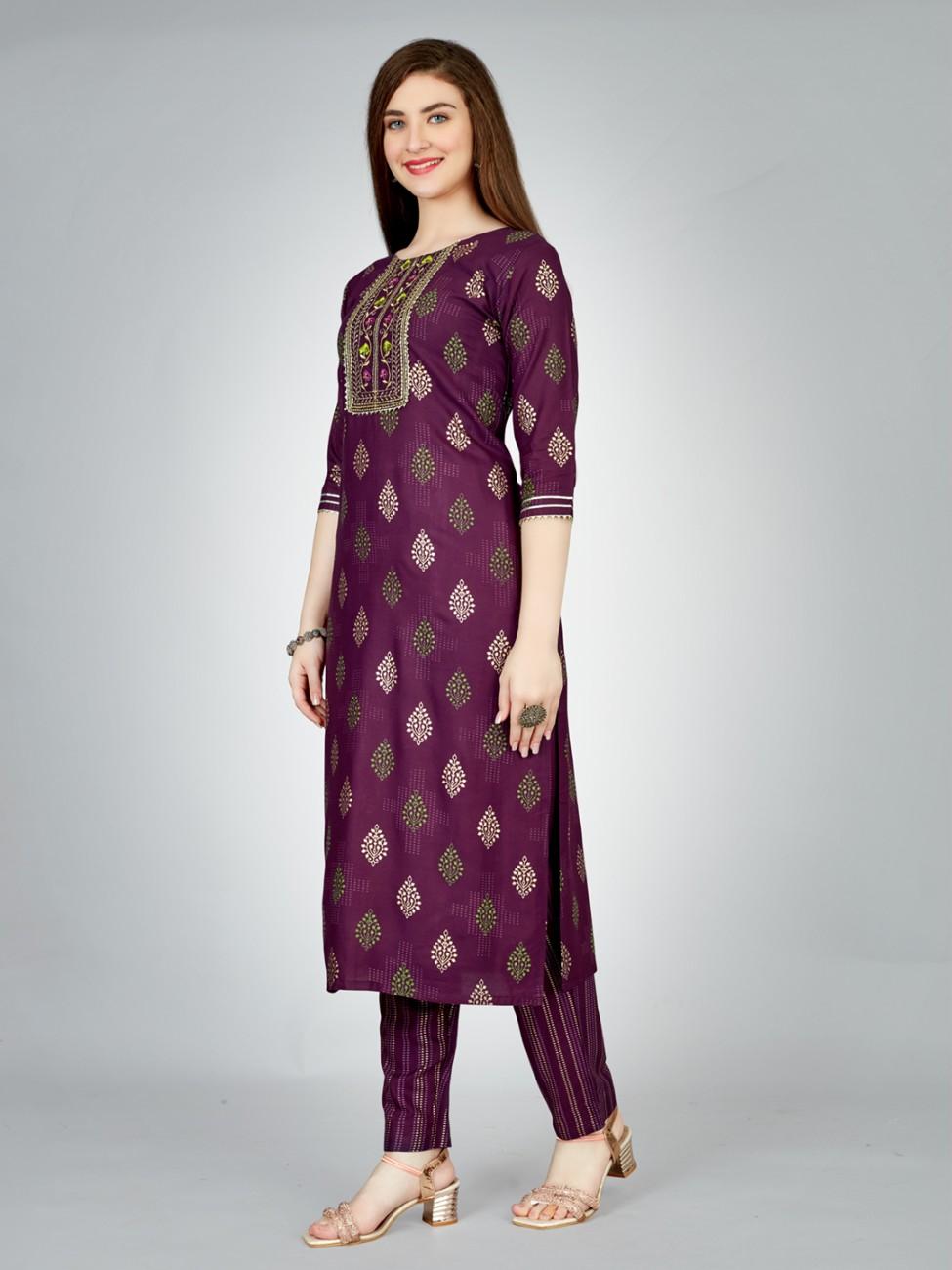 Fully Stiched Rayon Kurti Pant Set