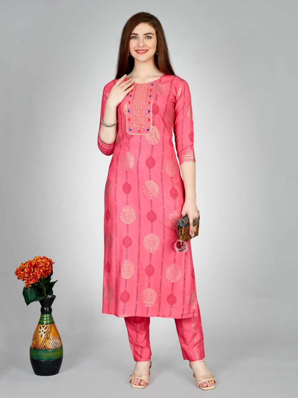 Fully Stiched Rayon Kurti Pant Set