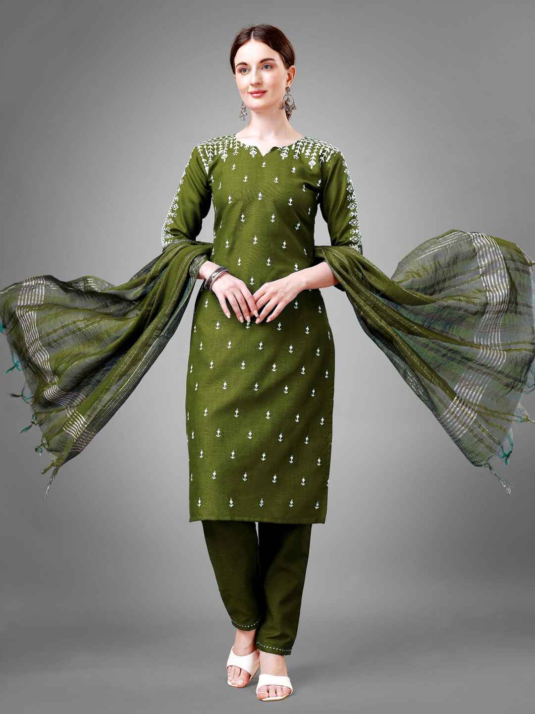 Fully Stiched Cotton Blend Kurti Pant Dupatta