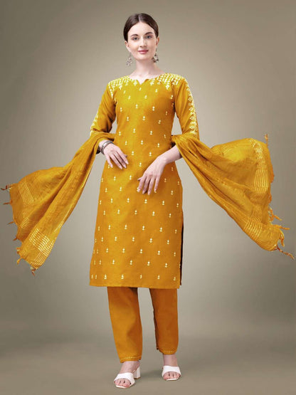 Fully Stiched Cotton Blend Kurti Pant Dupatta