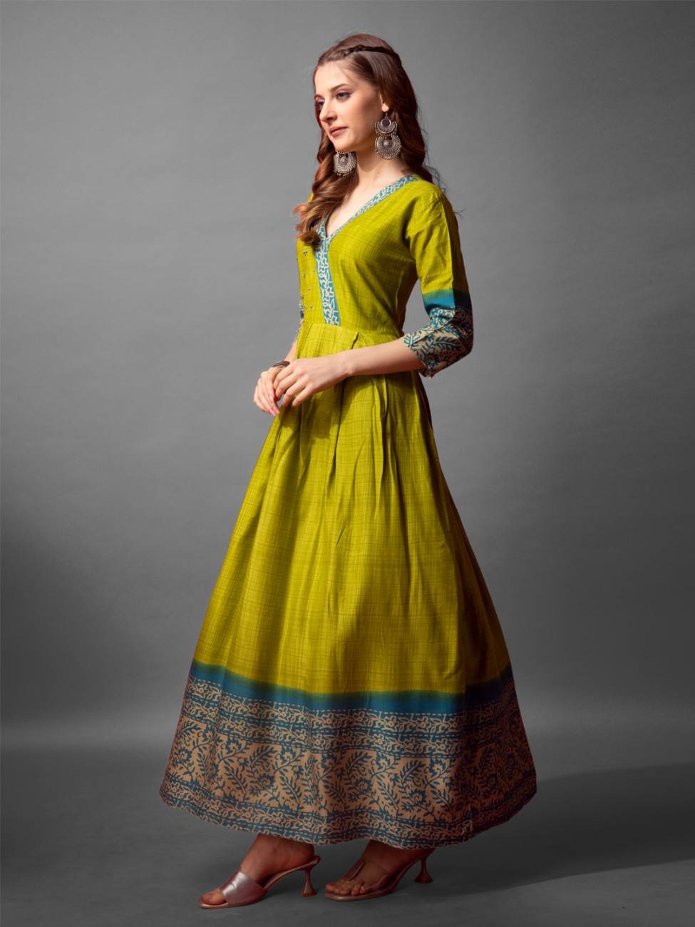 Fully Stiched Cotton Anarkali Gown