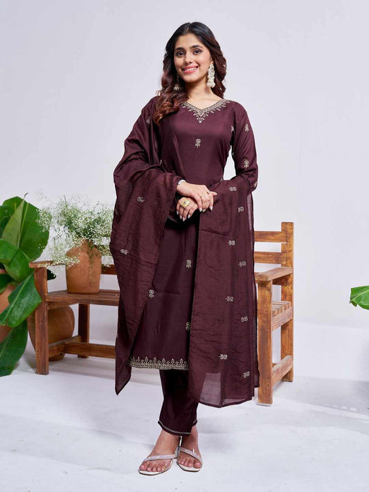 Fully Stiched Rayon Embroidered Kurti Pant Dupatta