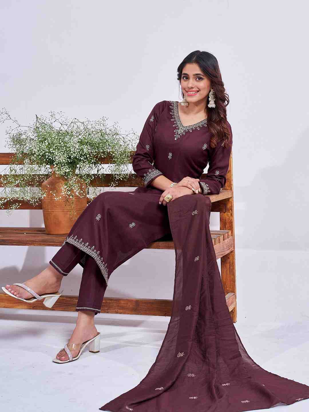 Fully Stiched Rayon Embroidered Kurti Pant Dupatta