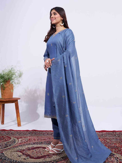 Fully Stiched Rayon Embroidered Kurti Pant Dupatta