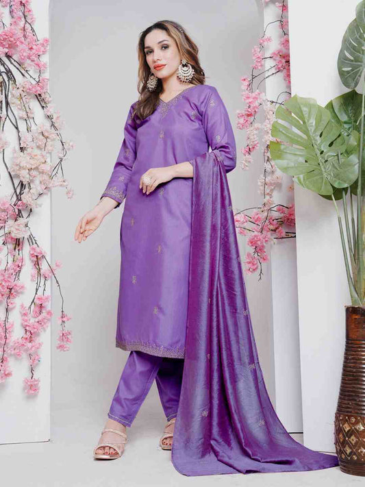 Fully Stiched Rayon Embroidered Kurti Pant Dupatta