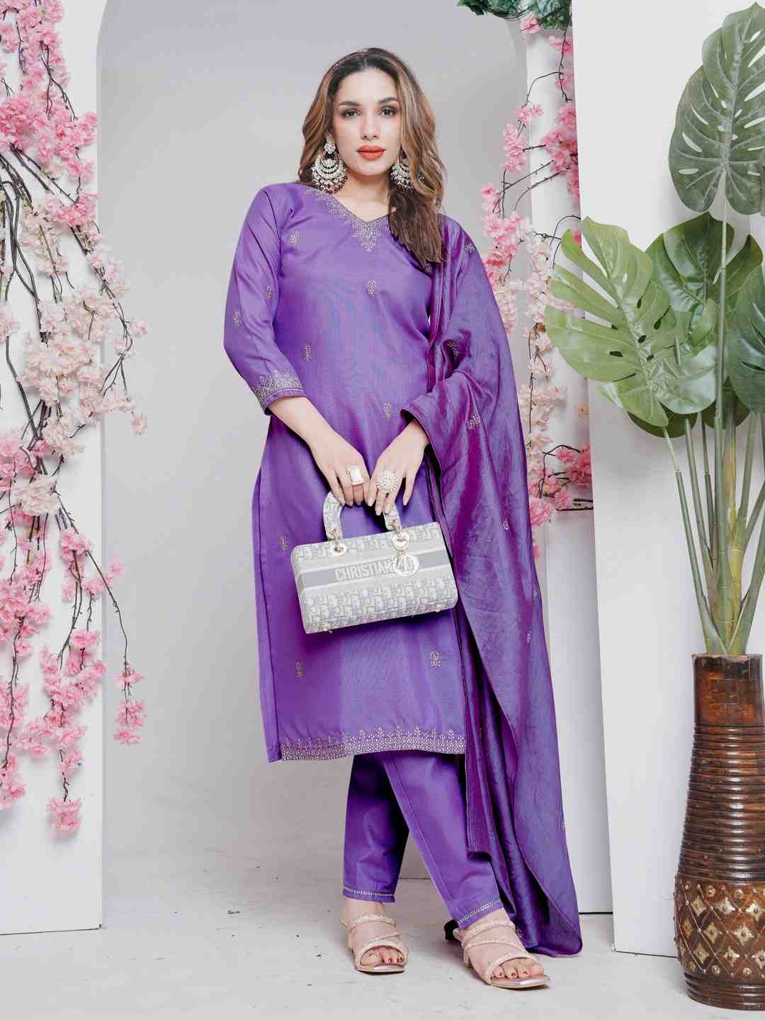 Fully Stiched Rayon Embroidered Kurti Pant Dupatta