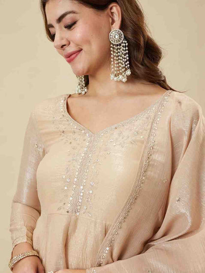 Party wear crunchy silk sharara set with elegant embroidery work