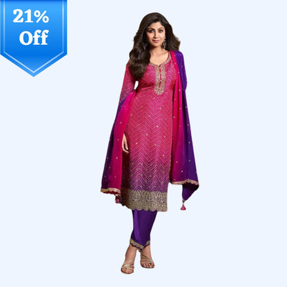 CHINNON SILK PRINTED TOP & DUPATTA SET