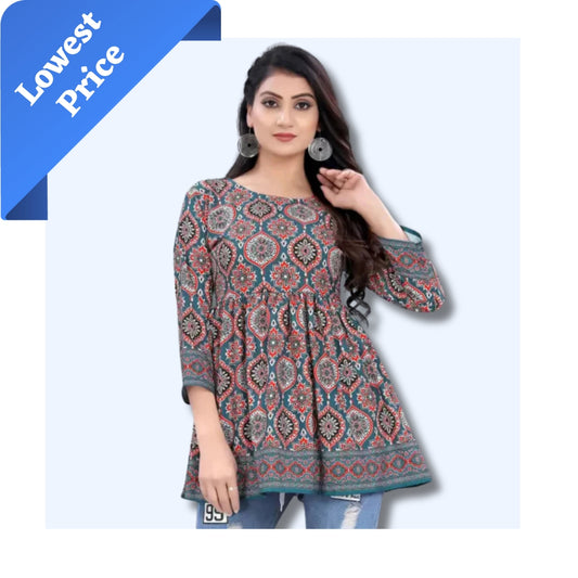 Morwal Fashions Rayon Printed Short Top/ Kurti