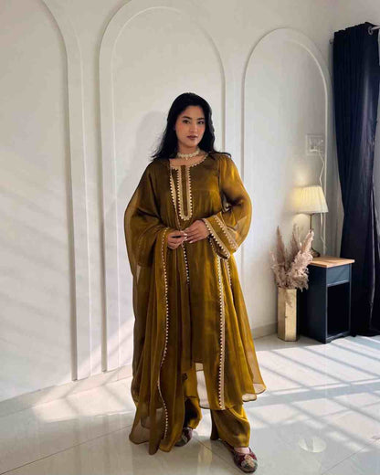 Women’s Burberry silk Anarkali gown set with dupatta