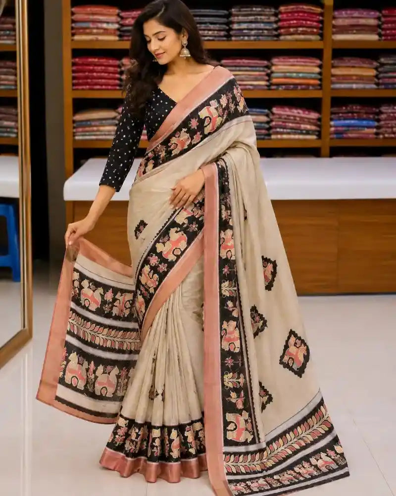 Handcrafted Bapta Tissue Saree for Women