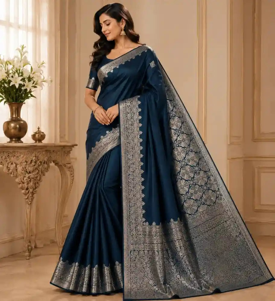 Classic Indian saree with ornate woven border