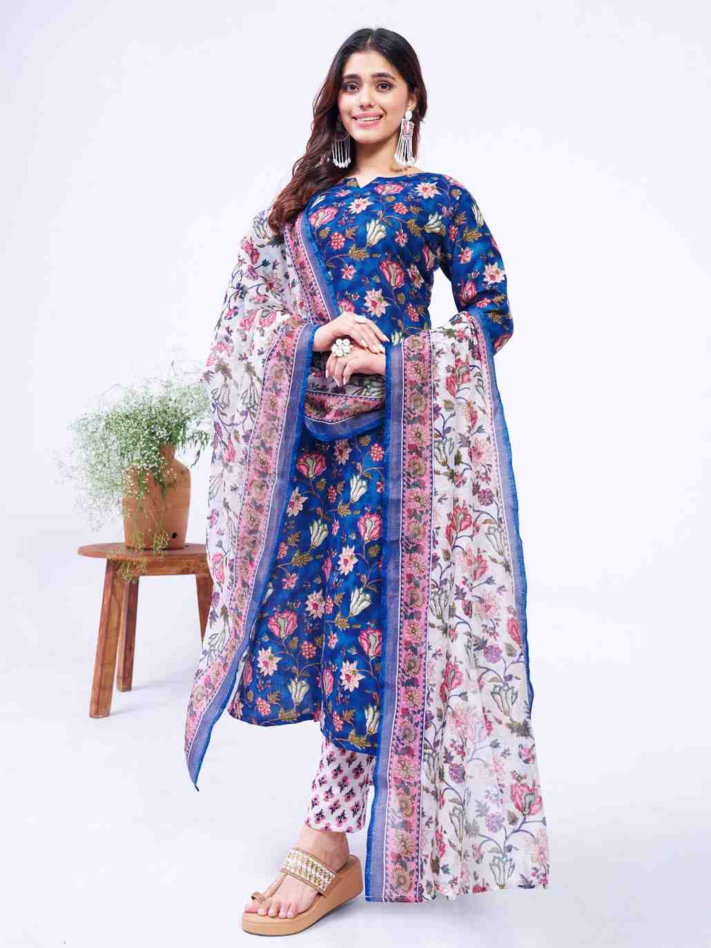 Fully Stiched Cotton Kurti Pant Dupatta