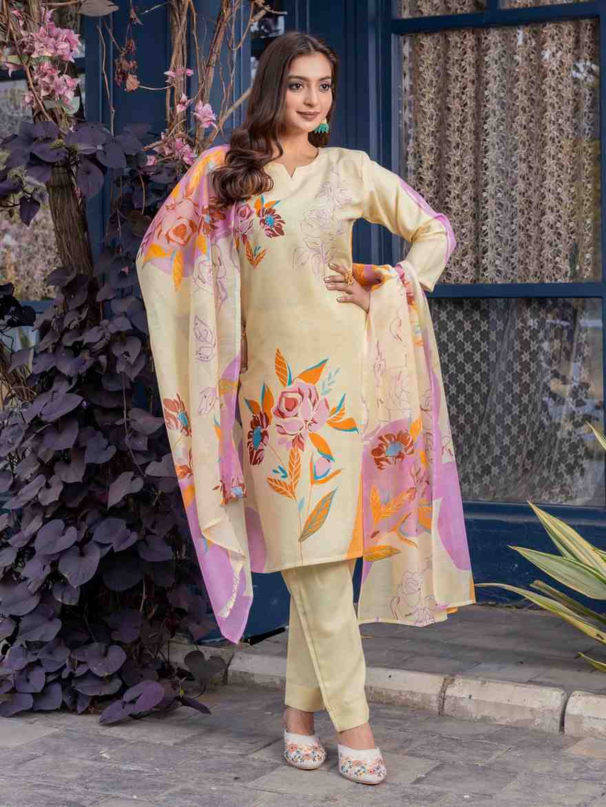 Fully Stiched Cotton Blend Kurti Pant Dupatta