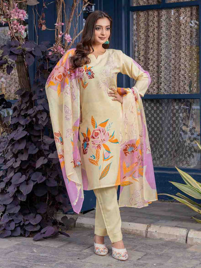 Fully Stiched Cotton Blend Kurti Pant Dupatta