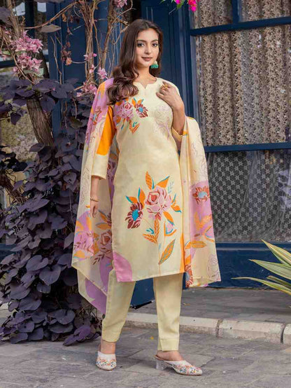 Fully Stiched Cotton Blend Kurti Pant Dupatta