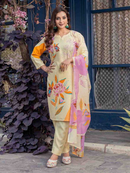 Fully Stiched Cotton Blend Kurti Pant Dupatta
