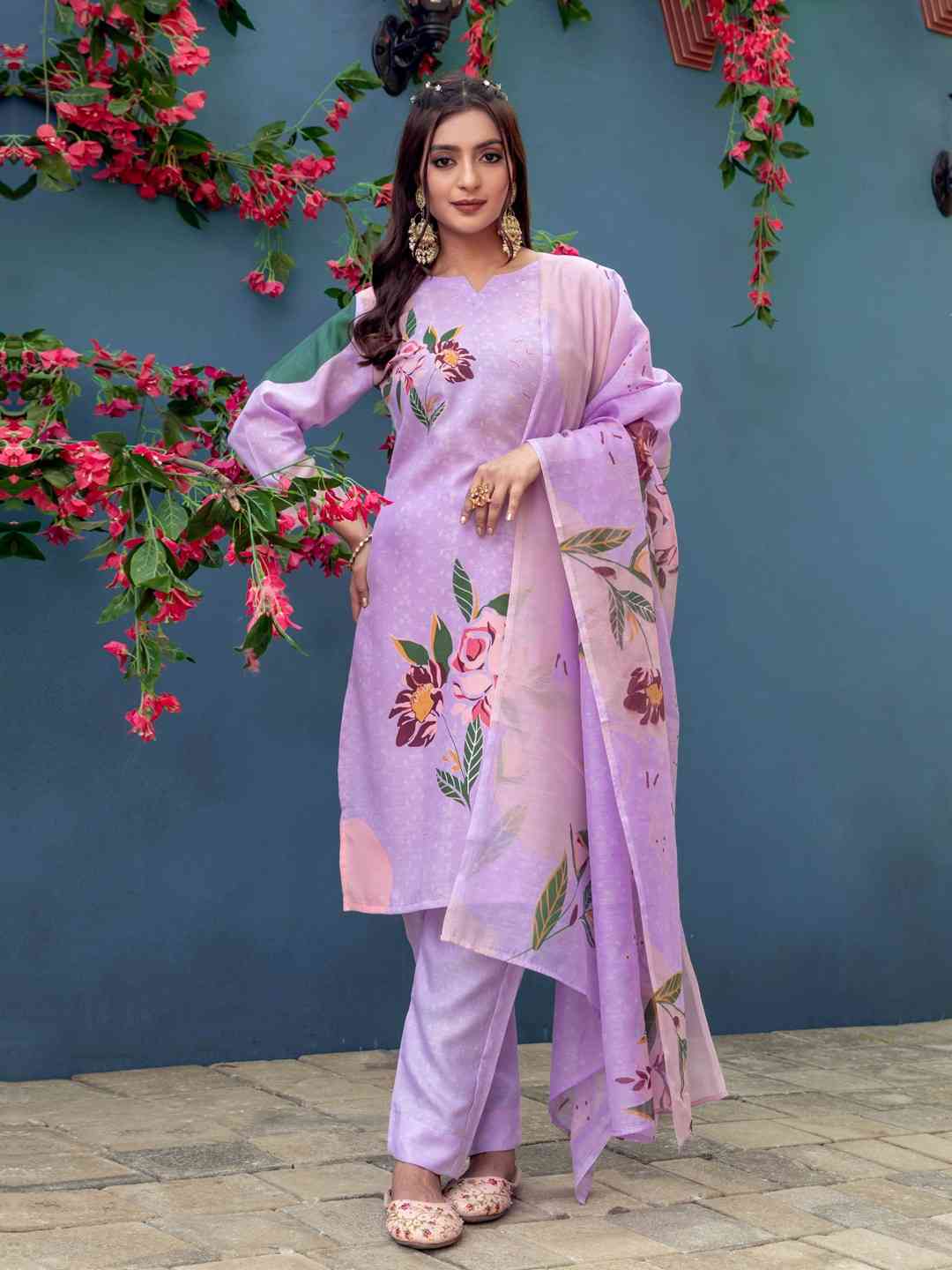 Fully Stiched Cotton Blend Kurti Pant Dupatta