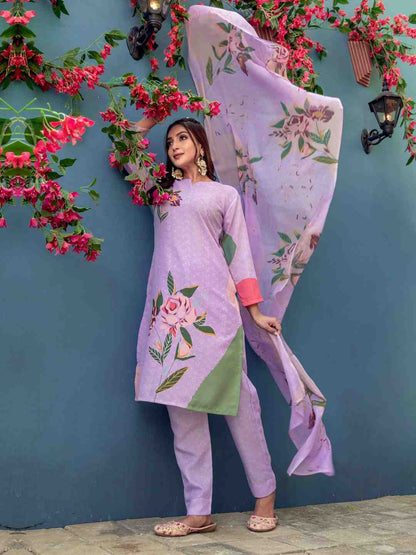 Fully Stiched Cotton Blend Kurti Pant Dupatta