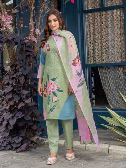 Fully Stiched Cotton Blend Kurti Pant Dupatta