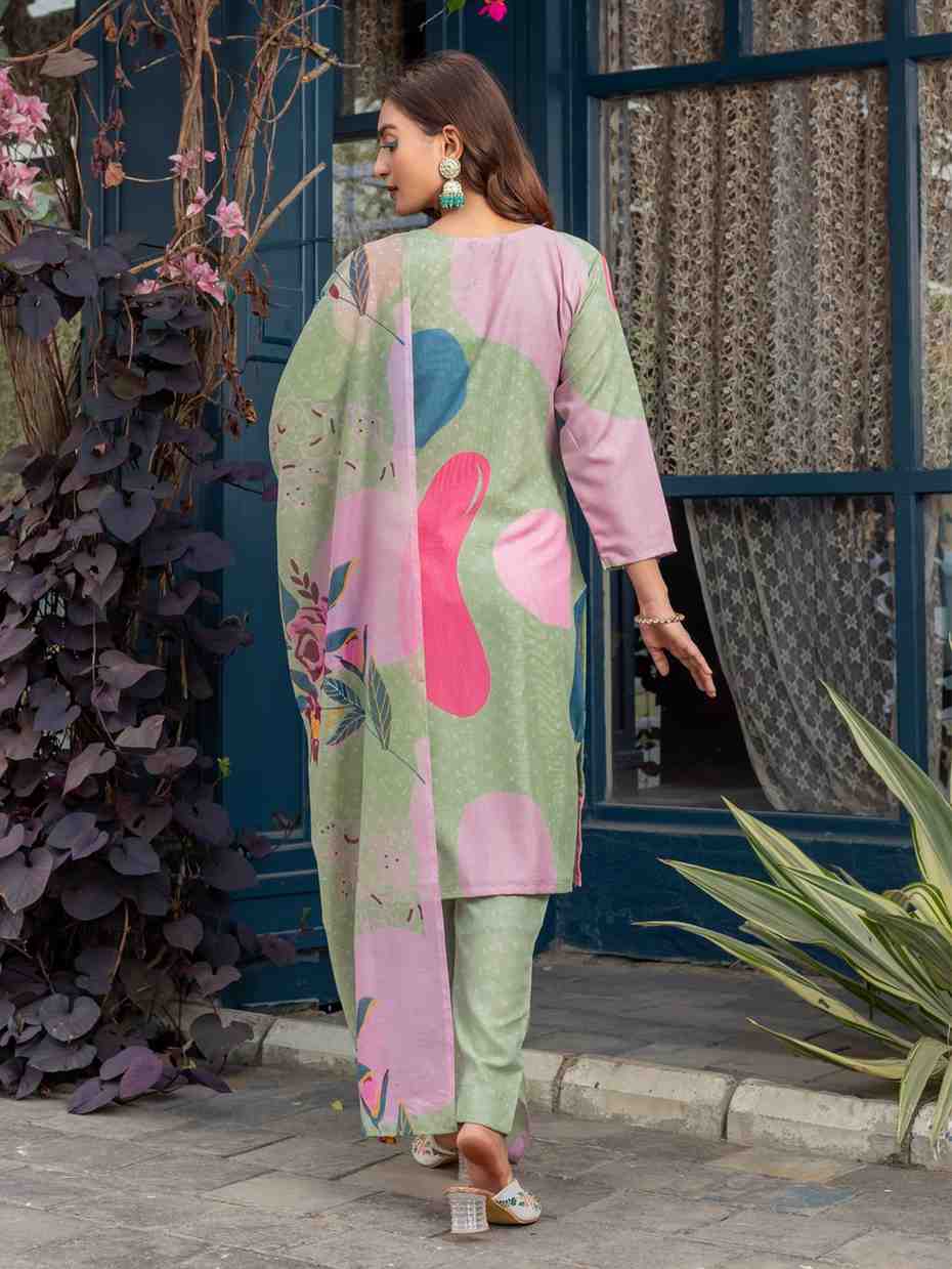 Fully Stiched Cotton Blend Kurti Pant Dupatta