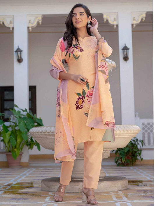 Fully Stiched Cotton Blend Kurti Pant Dupatta