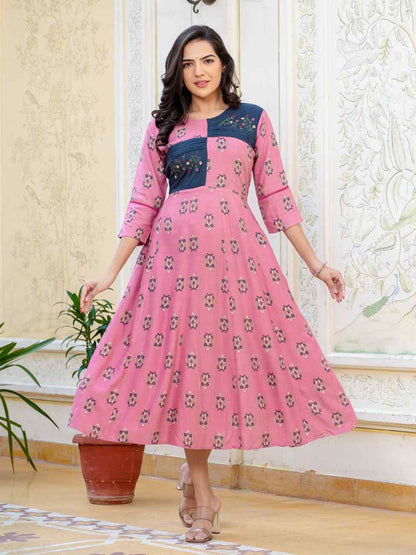 Fully Stiched Rayon A-Line Kurta