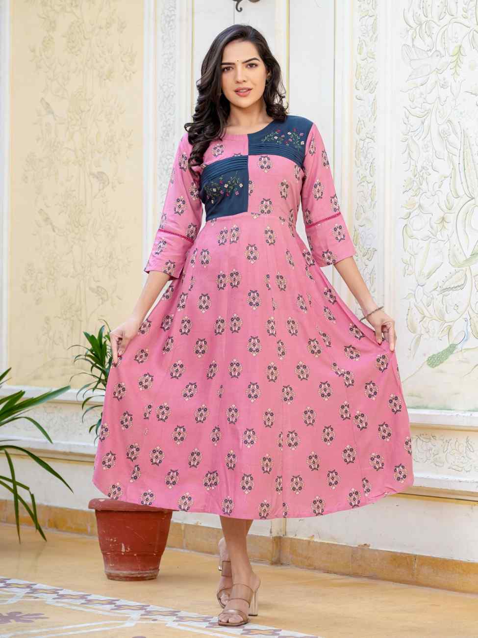 Fully Stiched Rayon A-Line Kurta