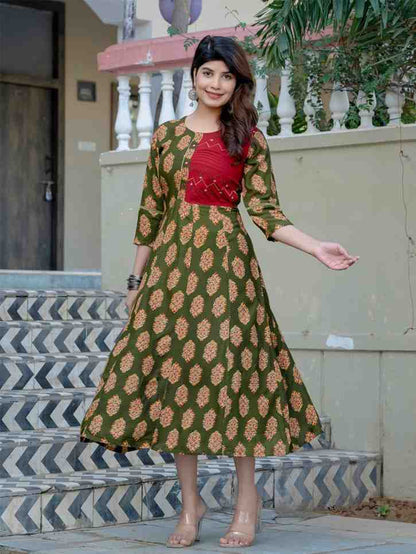 Fully Stiched Rayon A-Line Kurta