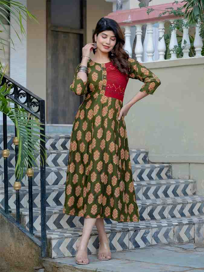 Fully Stiched Rayon A-Line Kurta