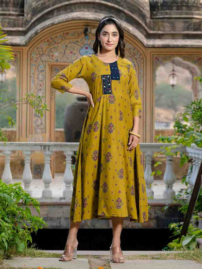 Fully Stiched Rayon A-Line Kurta