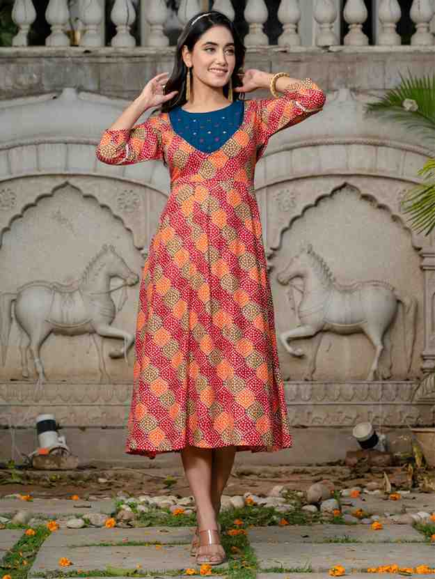 Fully Stiched Rayon A-Line Kurta
