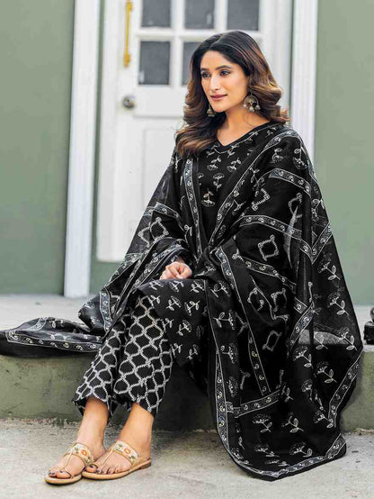 Fully Stiched Cotton  Kurti Pant Dupatta