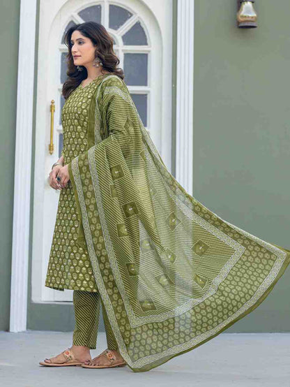Fully Stiched Cotton  Kurti Pant Dupatta